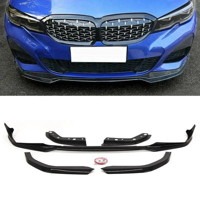 Fits BMW 3 Series G20 G21 2019-2022 M Performance Style Front Lip Splitter M Tech Spoiler Gloss Black - tradevehicleparts.co.uk