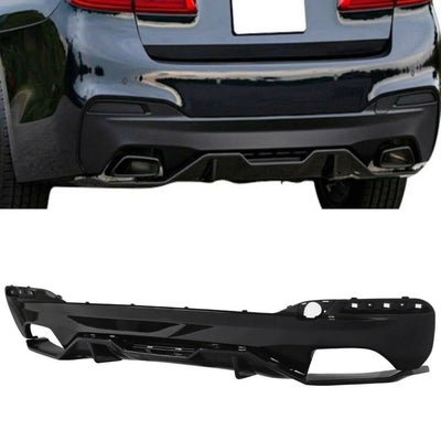Fits BMW 5 Series G30 G31 M Performance Look Rear Bumper Diffuser Valance Gloss Black - tradevehicleparts.co.uk