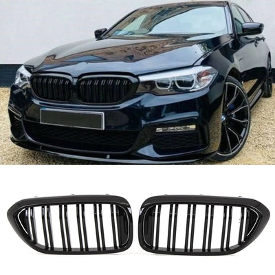Fits BMW 5 G30 G31 M Performance Look Kidney Grille Double Twin Slate Gloss Black New - tradevehicleparts.co.uk