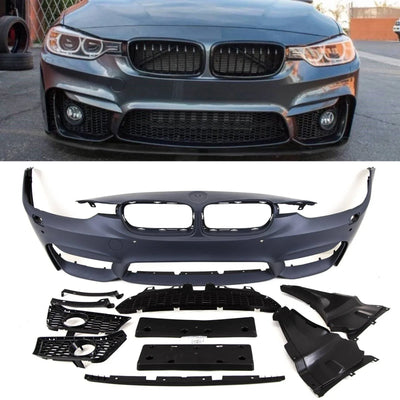 Fits BMW 3 Series F30 F31 M Performance Style Front Bumper Lower With Pdc Holes & Fog Grilles M3 Look - tradevehicleparts.co.uk