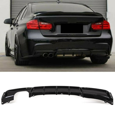 Fits BMW 3 Series F30 F31 M Performance Style Rear Diffuser Twin Exhaust Gloss Black - tradevehicleparts.co.uk