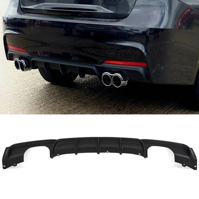 Fits BMW 3 Series F30 F31 M Performance Style Sport Rear Diffuser Quad Exhaust Mat Black - tradevehicleparts.co.uk