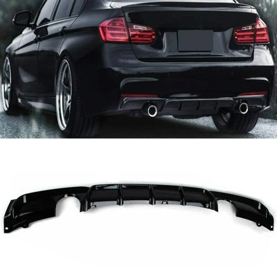 Fits BMW 3 Series F30 F31 M Performance Style Rear Bumper Diffuser Dual Exhaust Gloss Black - tradevehicleparts.co.uk