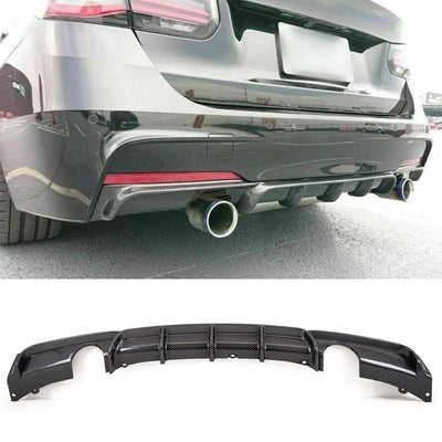 Fits BMW 3 Series F30 F31 M Performance Style Rear Bumper Diffuser Dual Exhaust Carbon Look - tradevehicleparts.co.uk