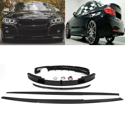 Fits BMW 3 F30 M Performance Style Body Kit Splitter Rear Diffuser Spoiler Side Skirt Gloss - tradevehicleparts.co.uk