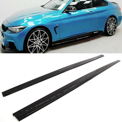 Fits BMW 4 Series F32 F33 F36 M Performance Style Side Skirt Extension Blades Gloss Black - tradevehicleparts.co.uk
