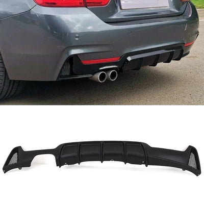 Fits BMW 4 Series F32 F33 F36 M Performance Style Rear Diffuser Valance Twin Mat Black - tradevehicleparts.co.uk