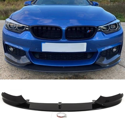 Fits BMW 4 Series F32 F33 F36 Front Lip Splitter Diffuser M Performance Style Spoiler Gloss Black - tradevehicleparts.co.uk