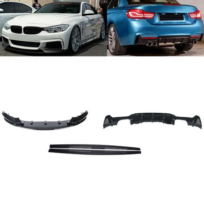 Fits BMW 4 Series F32 F33 F36 M Performance Style Body Kit Front Lip Diffuser Side Skirt Gloss Black - tradevehicleparts.co.uk