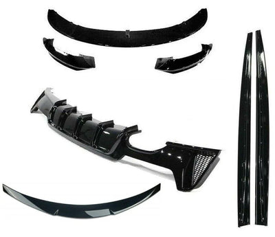 Fits BMW F32 M Performance Style Body Kit Front Lip Diffuser Spoiler Side Skirt Gloss Black - tradevehicleparts.co.uk