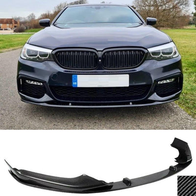 Fits BMW 5 Series G30 G31 Front Splitter Lip Spoiler Diffuser M Performance Style Carbon Look - tradevehicleparts.co.uk