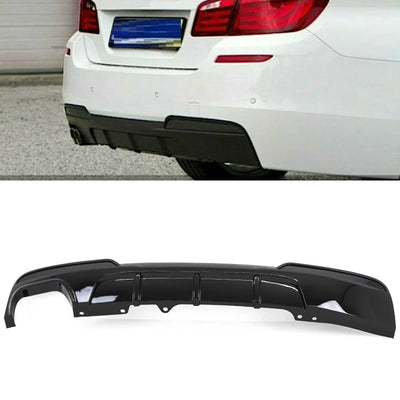 Fits BMW 5 Srs F10 F11 M Performance Style Rear Bumper Diffuser Splitter Twin Gloss Black - tradevehicleparts.co.uk