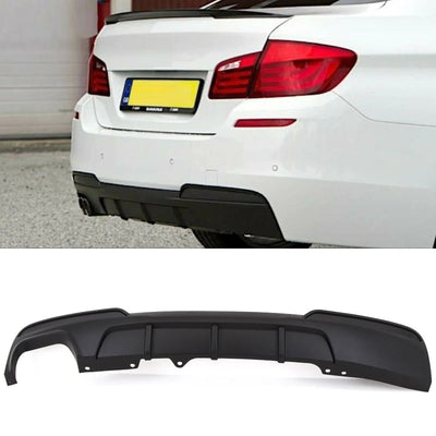 Fits BMW 5 Series F10 F11 M Performance Style Rear Bumper Diffuser Splitter Twin Mat Black - tradevehicleparts.co.uk