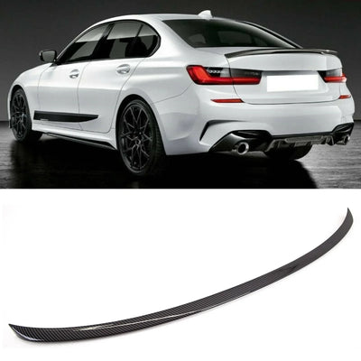 Fits BMW 3 Series G20 G80 M3 Rear Trunk Boot Lip Spoiler M Performance Style Carbon Fibre Look - tradevehicleparts.co.uk