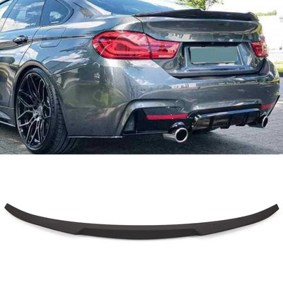 Fits BMW 4 Series F36 Gran Coupe Rear Trunk Boot Lip Spoiler V Style M4 Mat Black - tradevehicleparts.co.uk