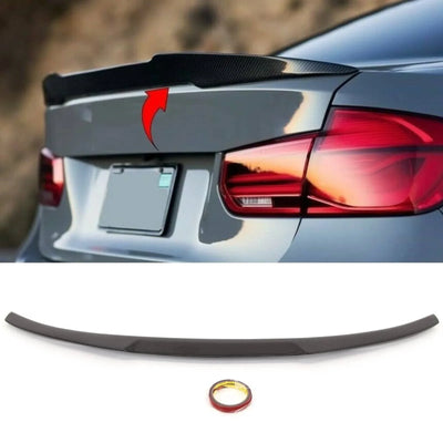 Fits BMW 3 Series F30 F80 M3 Real Carbon Fibre Trunk Boot Lip Spoiler M4 V Style - tradevehicleparts.co.uk