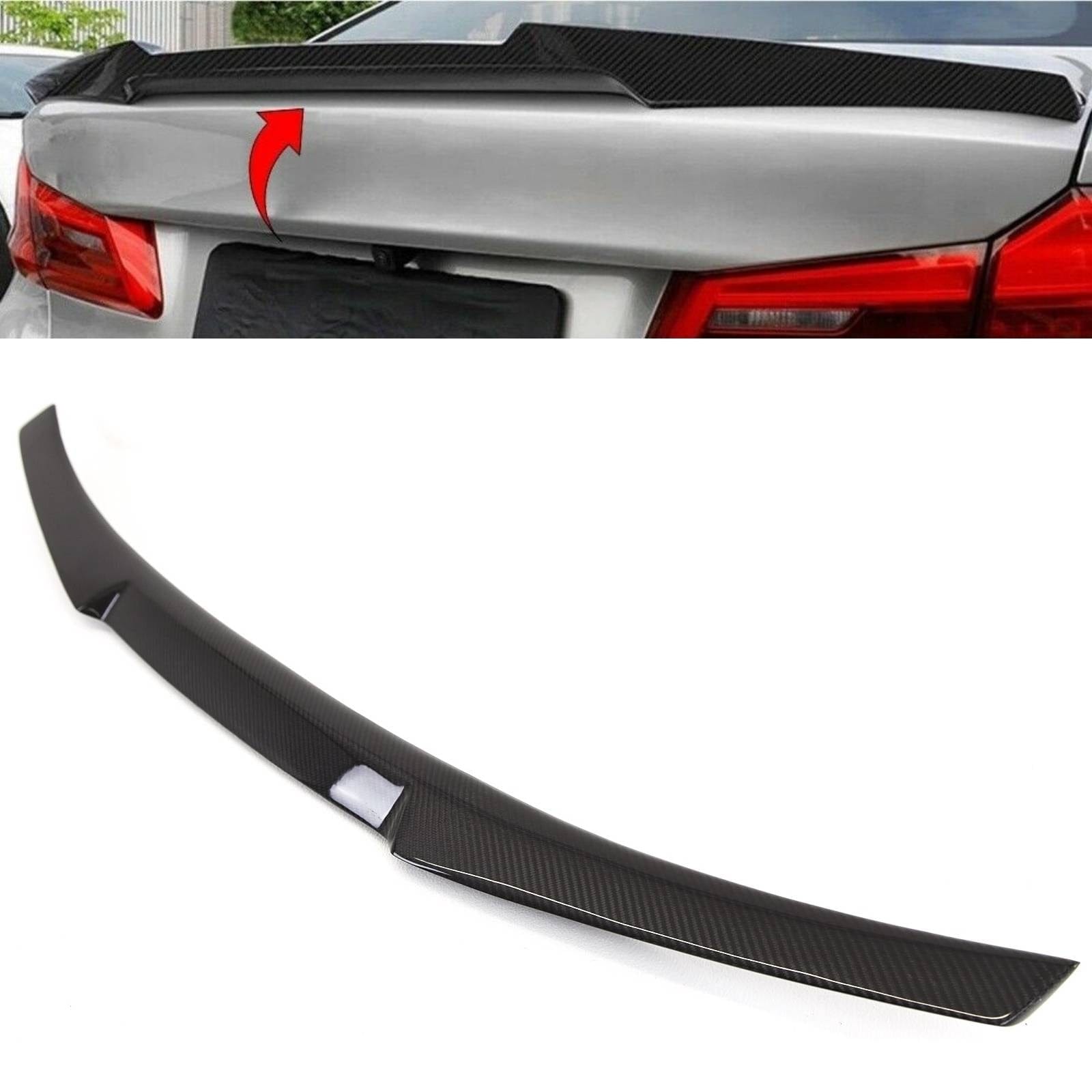 BM5279 BMW 5 Series G30 F90 M5 2016- Rear Trunk Boot Lip Spoiler M4 V Style Carbon Fibre