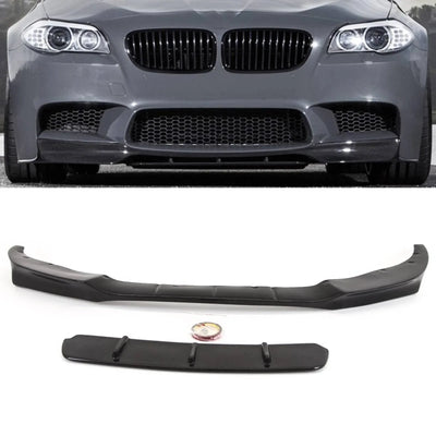 Fits BMW M5 F10 Real Carbon Fibre Front Bumper Lip Spoiler Splitter V Style - tradevehicleparts.co.uk
