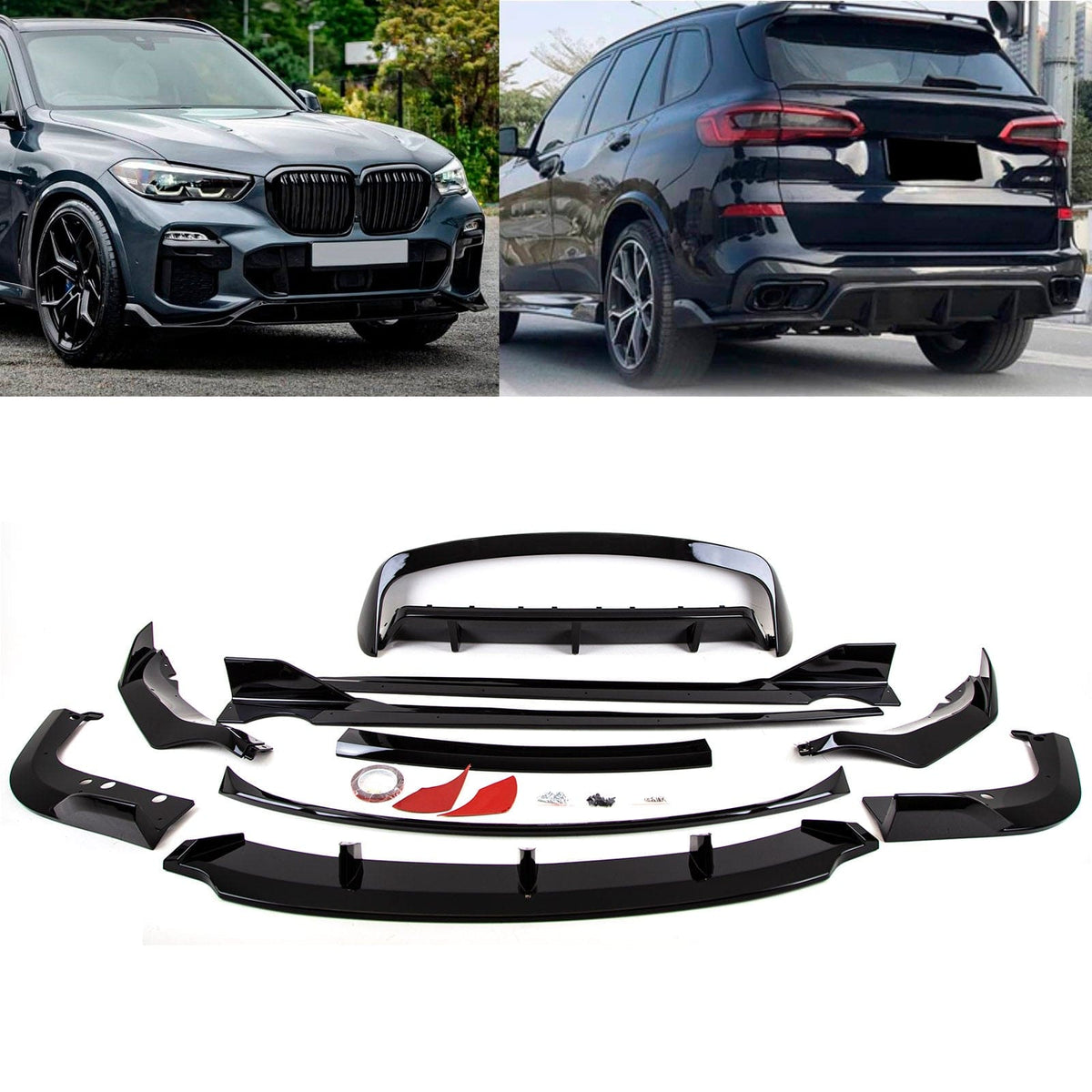 Fits BMW X5 G05 2019- Aero Body Kit Front Lip Splitter Rear Diffuser S ...