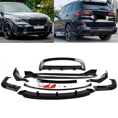 Fits BMW X5 G05 2019- Aero Body Kit Front Lip Splitter Rear Diffuser Side Skirts Spoiler M Performance Style Gloss Black - tradevehicleparts.co.uk