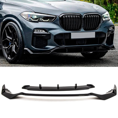 Fits BMW X5 G05 2019- Front Lip Splitter Spoiler M Performance Style Gloss Black - tradevehicleparts.co.uk