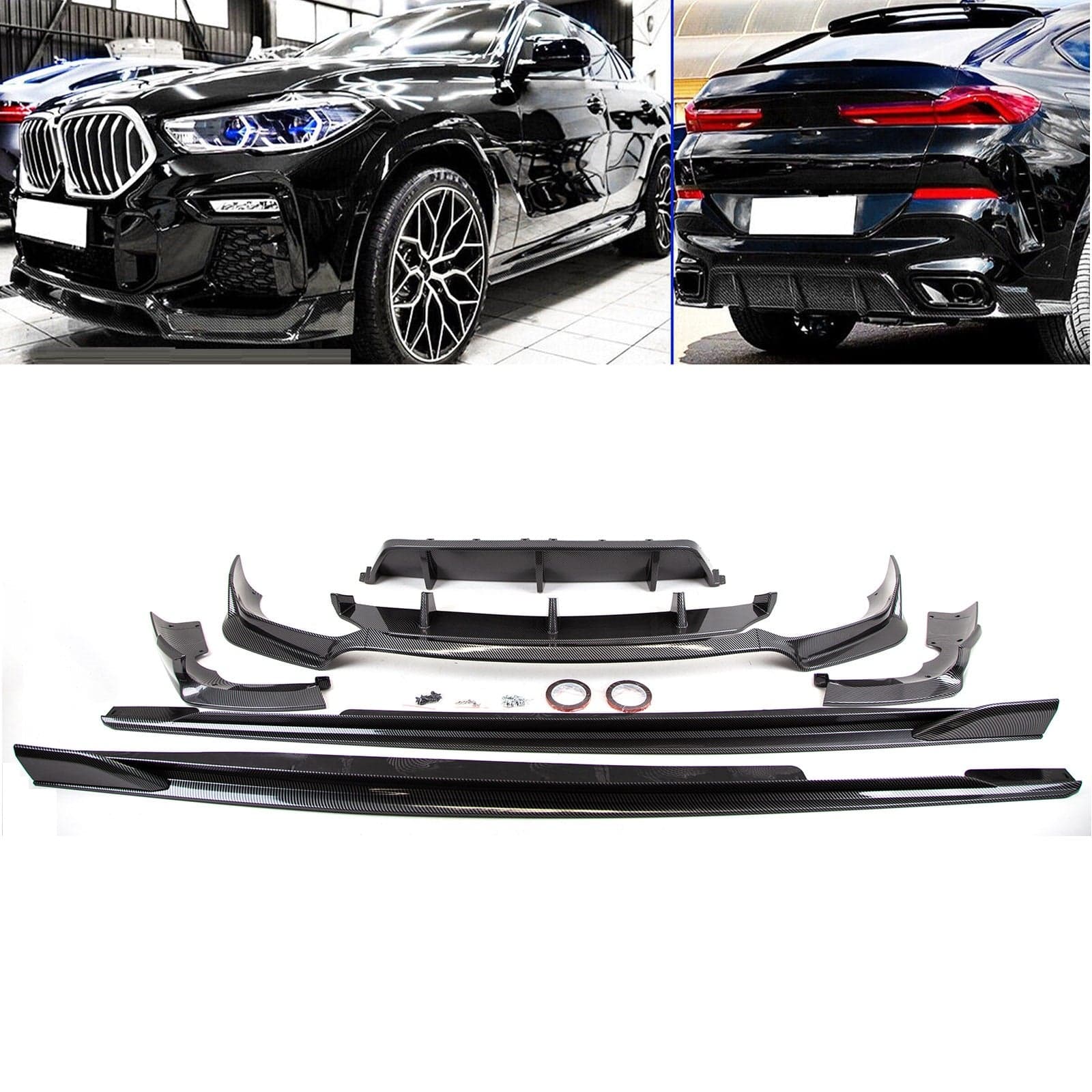 BM5303 BMW X6 G06 2019- Aero Body Kit Front Splitter Rear Diffuser Side Skirts Carbon Look