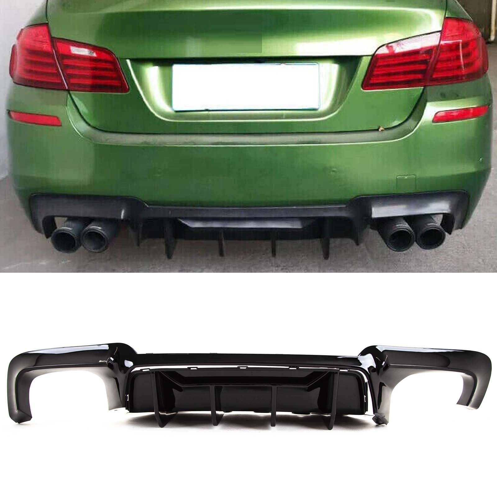 BM5318 BMW 5 Series F10 F11 2010-2016 Rear Bumper Diffuser M5 Competition Style Gloss Black