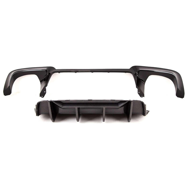 Fits BMW 5 Series F10 F11 2010-2016 Rear Bumper Quad Diffuser Valance Carbon Look & Gloss Black - image 3