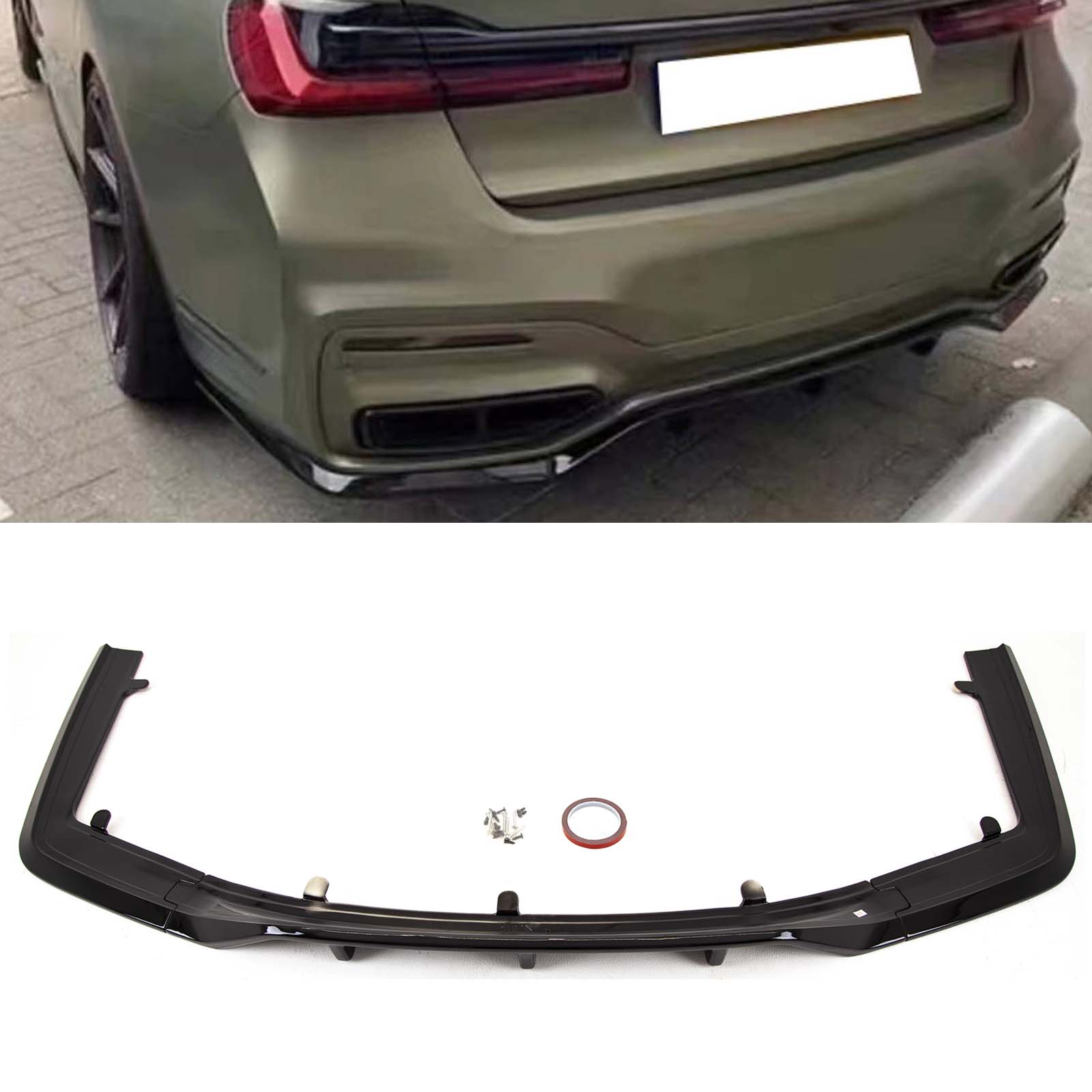 BM5330 BMW 7 Series G11 G12 Facelift 2019- Rear Bumper Diffuser Spoiler M Performance Style Gloss Black