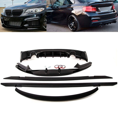 Fits BMW 2 Series F22 2014-2021 Aero Bodykit Front Splitter Rear Diffuser Side Skirts Boot Spoiler M Performance Style Gloss Black - tradevehicleparts.co.uk