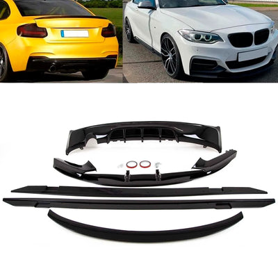 Fits BMW 2 Series F22 Aero Bodykit Front Splitter Rear Diffuser Boot Spoiler Side Skirts M Performance Style Gloss Black - tradevehicleparts.co.uk