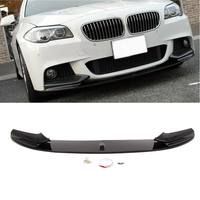 Fits BMW 5 Series F10 F11 2010-2016 Front Lip Splitter Spoiler M Performance Style Gloss Black - tradevehicleparts.co.uk