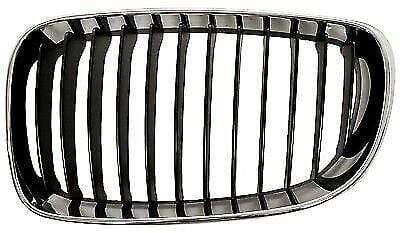 BMW 1 E81 E82 E87 E88 2007-2011 Front Kidney Grille Passenger Side Chrome Frame 12 Slats Black