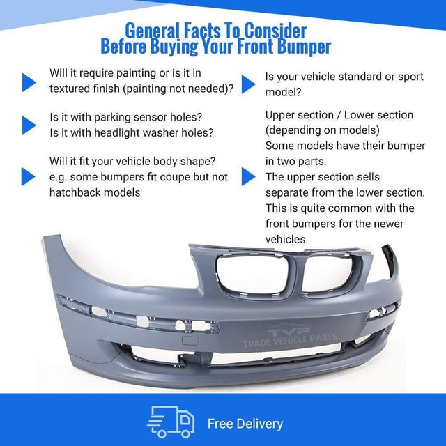 Fits BMW 1 Series E87 E81 2007-2011 Front Bumper Primed No Washer Holes - image 4