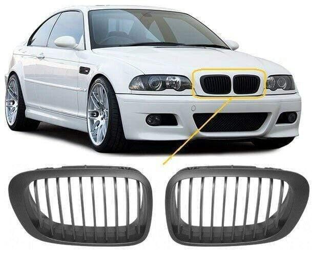 Fits BMW 3 E46 2 Door 1998-2003 Front Kidney Grille Black Pair Not M3 - image 2