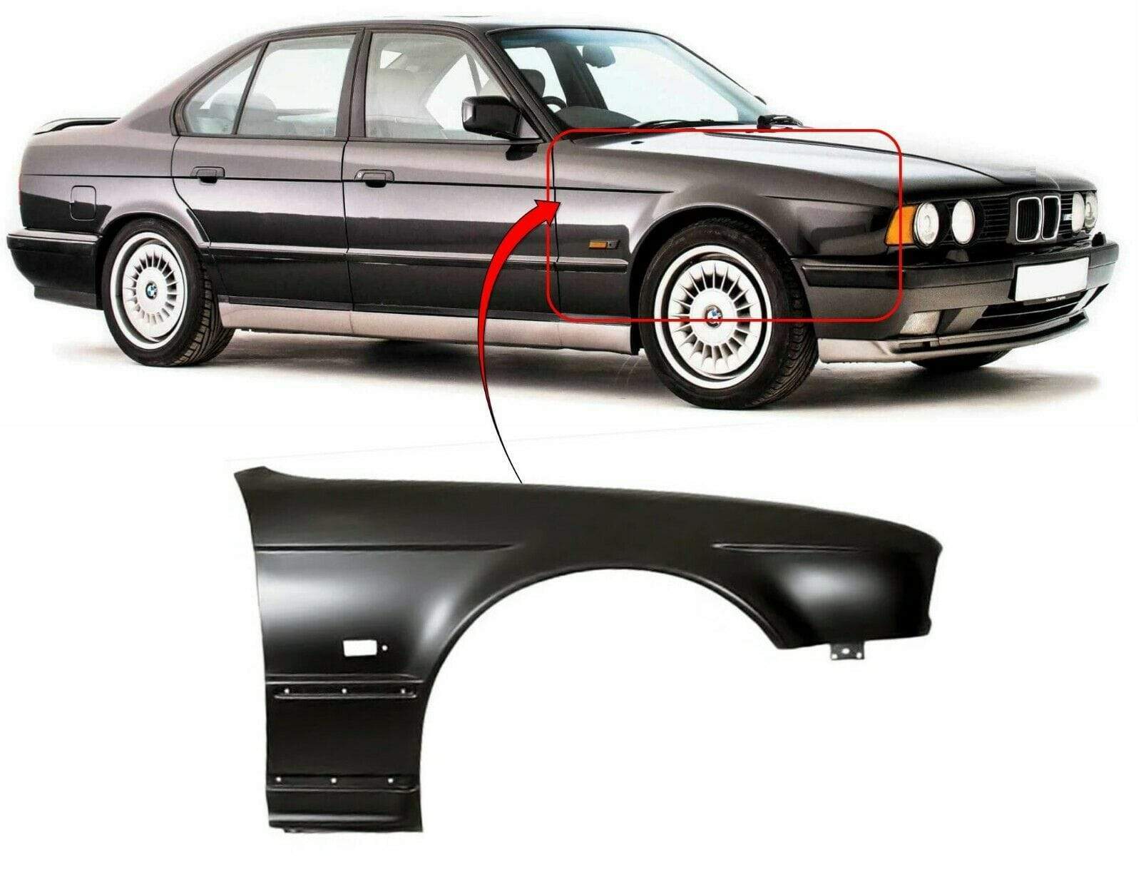 BMW 5 E34 1988-1996 Front Wing Primed Driver Side 
