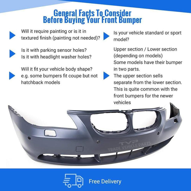 Fits BMW 5 E60 2003-2007 Front Bumper With Pdc W/Washer Hole Not M Sport Or M5 Models Primed - image 3