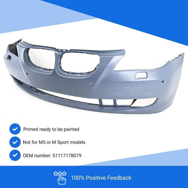 Fits BMW 5 E60 E61 2007-2010 Front Bumper With Pdc Not M5 Or M Sport Models Primed - image 3