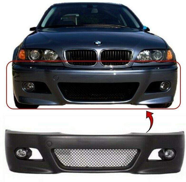 BMW E46 1998-2004 Front Bumper Bumper Grille Set 4 Dr With Fog Lamps