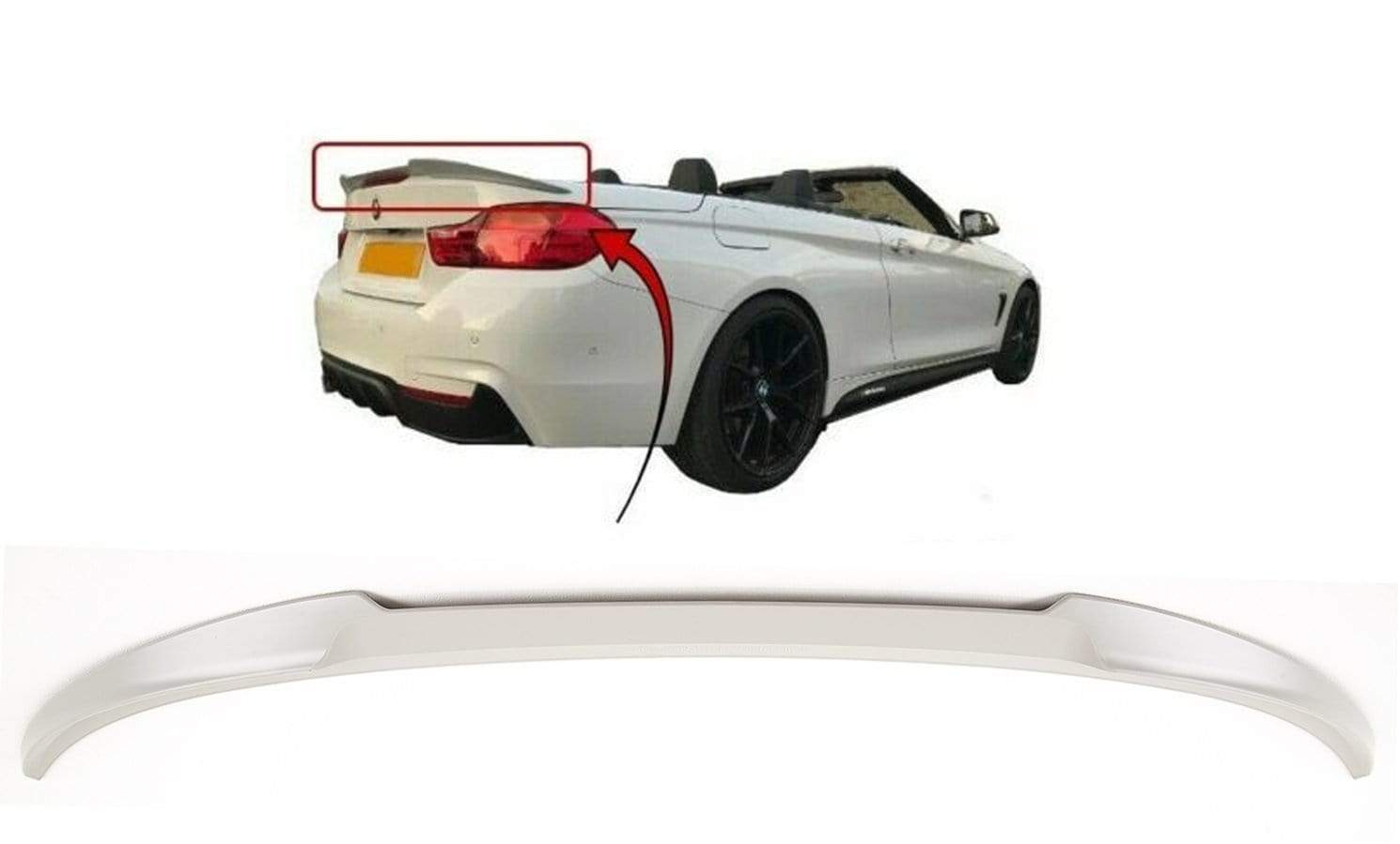 BMW F33 4 Series 2014-2020 M4 Look Rear Boot Trunk Spoiler Primed ABS