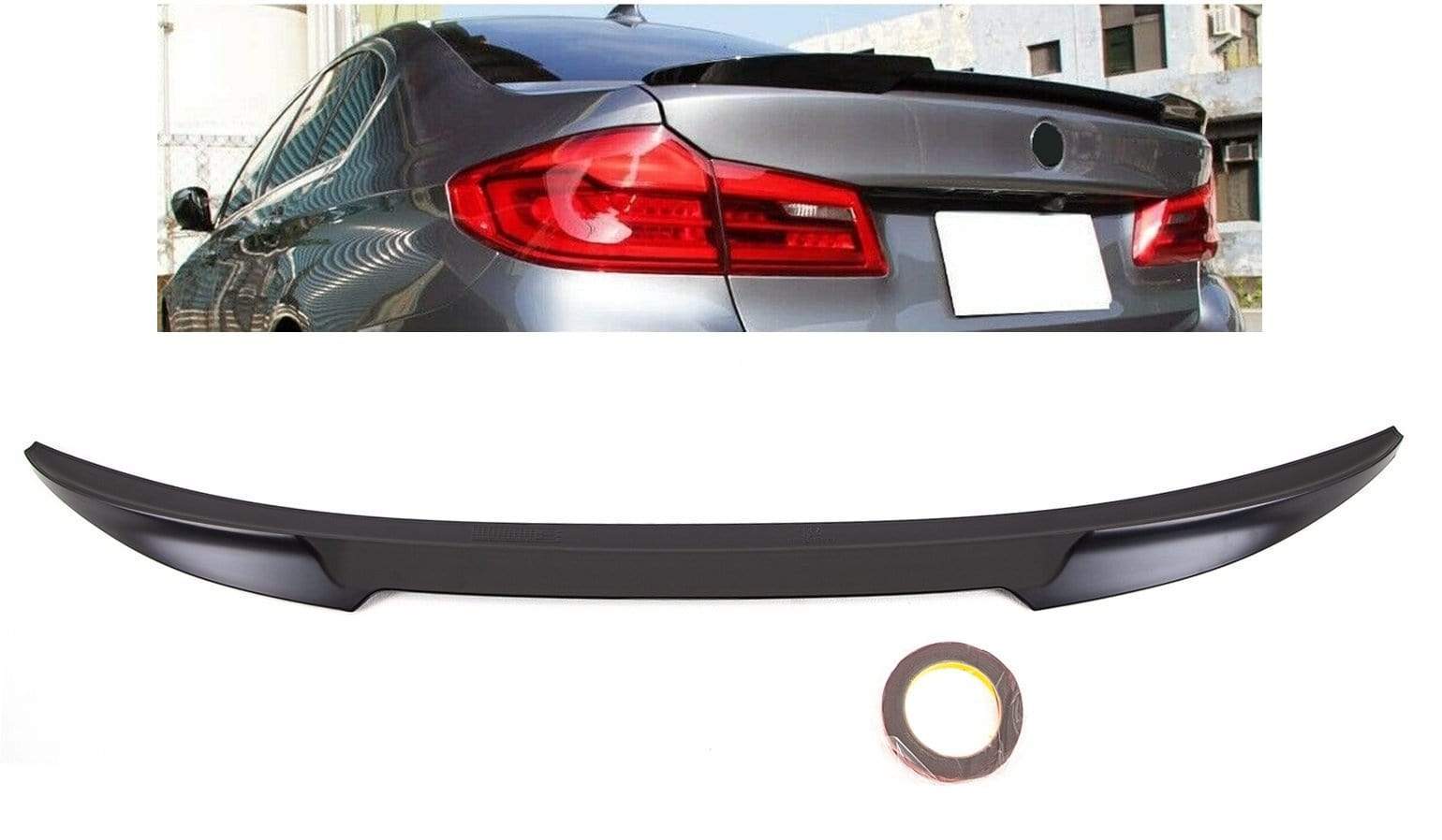 Bmw G30 5 Series 2016-2020 V Style Rear Boot Trunk Spoiler Mat Black ABS