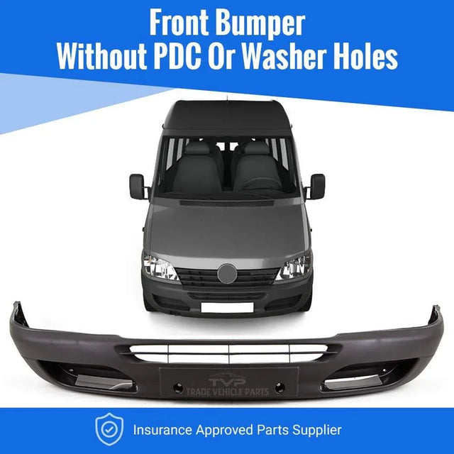Fits Mercedes Sprinter 2000-2006 Front Bumper Grey No Pdc Or Washer Holes - image 2