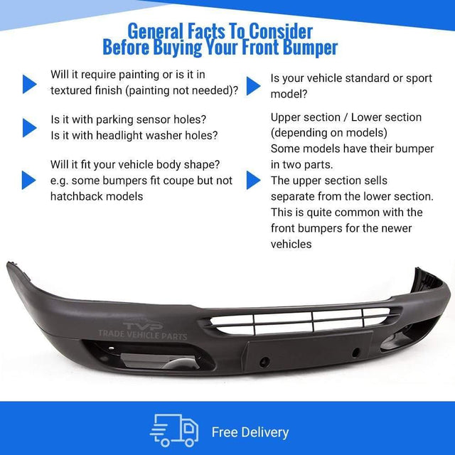 Fits Mercedes Sprinter 2000-2006 Front Bumper Grey No Pdc Or Washer Holes - image 4