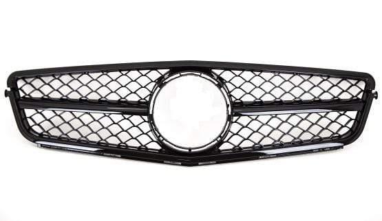 Fits Mercedes C-Class C204 W204 S204 2007-2014 Front Main Grille Gloss Black Sport Look Without Badge - image 4