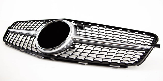 Fits Mercedes C-Class C204 W204 S204 2007-2014 Front Main Grille Gloss Black With Chrome Pins - image 3