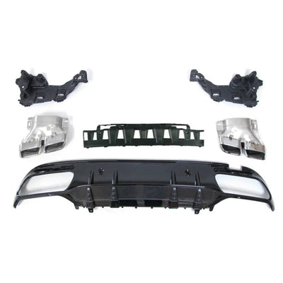Fits Mercedes C Class W205 S205 AMG C63 S Facelift Style Rear Bumper Diffuser & Exhaust Tips - tradevehicleparts.co.uk