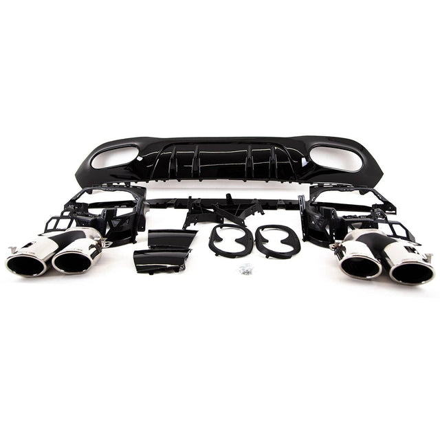Fits Mercedes A Class W177 Sport Rear Diffuser & Exhaust Tailpipes Gloss Black - image 3