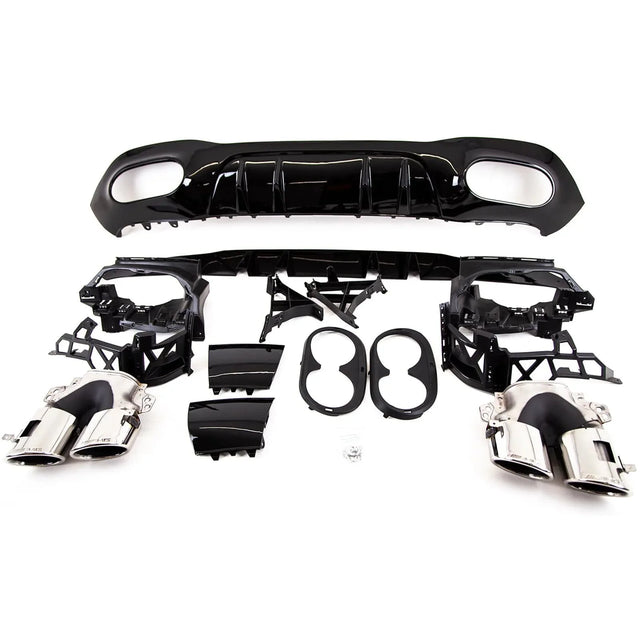 Fits Mercedes A Class W177 Sport Rear Diffuser & Exhaust Tailpipes Gloss Black - image 2