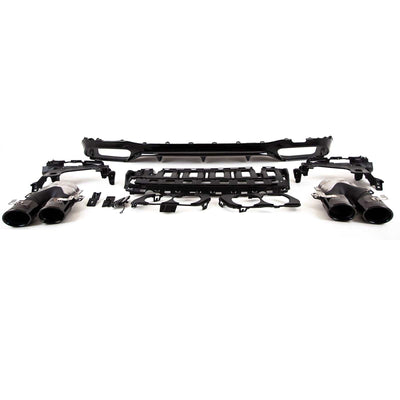 Fits Mercedes E Class W213 E53 AMG Look Rear Bumper Diffuser Tailpipes Gloss Black - tradevehicleparts.co.uk