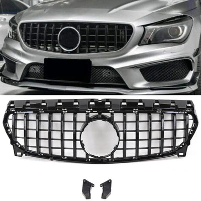 Fits Mercedes CLA Class W117 C117 2016-2019 Front Bumper Grille Panamericana GT Style Gloss Black - tradevehicleparts.co.uk